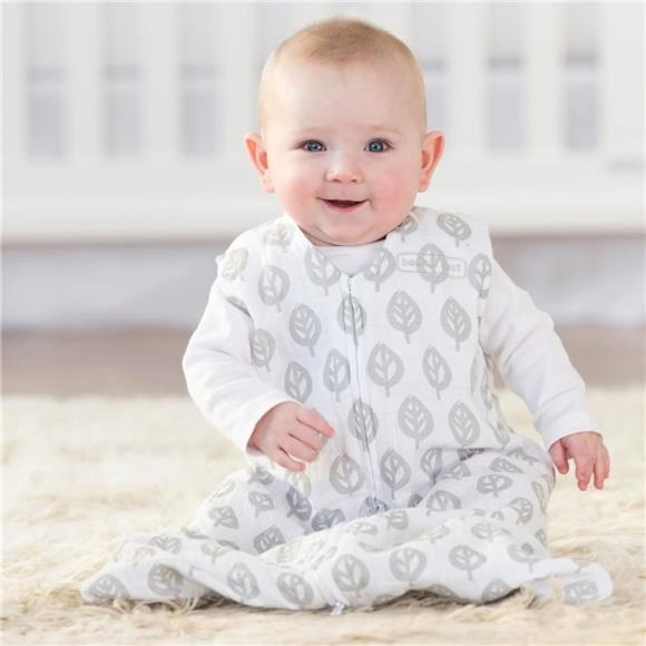 Sleepsack,  Cotton Muslin Wearable Blanket, Grey Tree Leaf, XL 18-24 Months - Picture 4 of 6